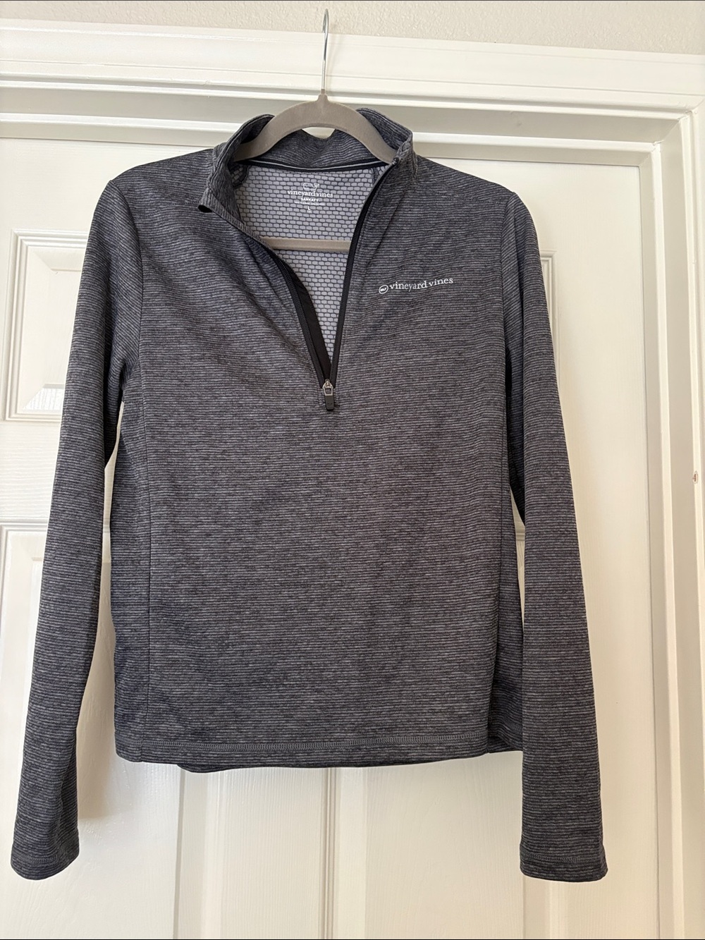 Vineyard Vines Kids Sankaty performance Charcoal Gray Quarter-Zip Crewneck